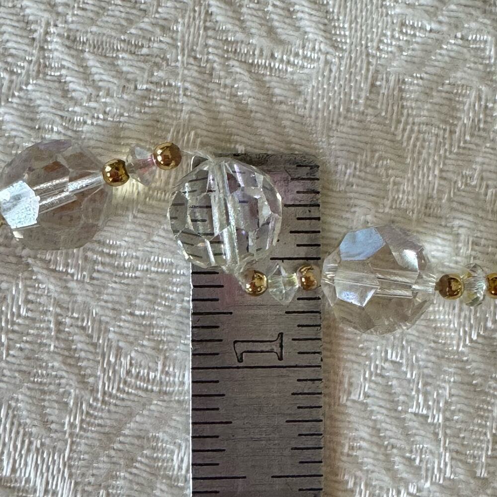 Vintage 1920s 23" Art Deco Graduated AB Crystal Faceted and Gold Beads Necklace - Picture 3 of 12